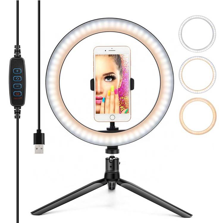 Amazon Seller Friendly USB Charger Three Color Model Adjustable Brightness Desktop Style Ring Light for Live